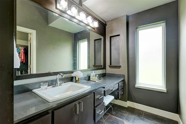 bathroom featuring vanity and a wealth of natural light