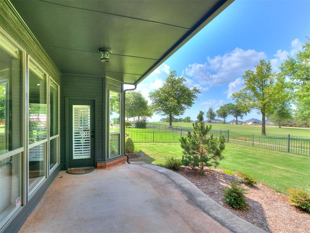 view of patio / terrace with a rural view