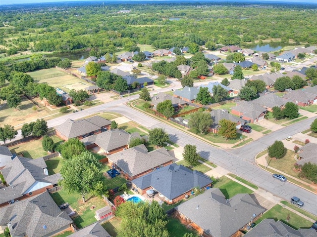 bird's eye view featuring a water view