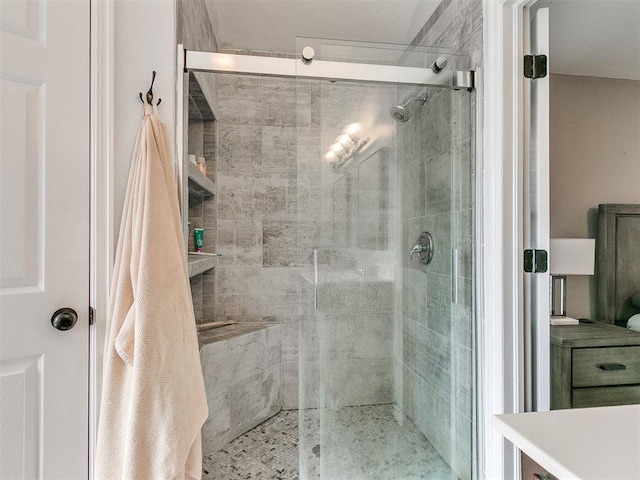 bathroom featuring walk in shower