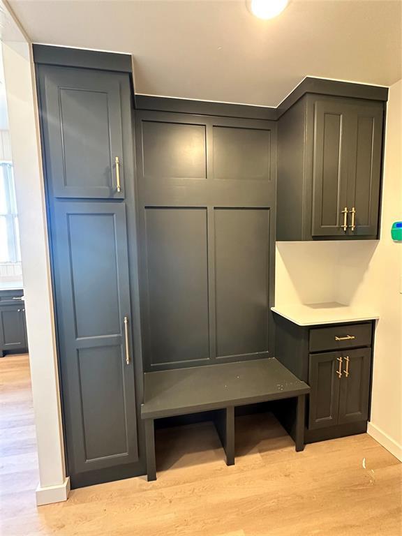 mudroom with light wood-type flooring