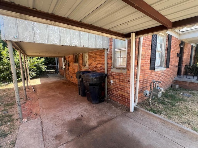 view of patio featuring a carport