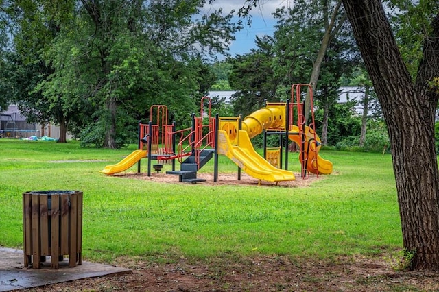 view of play area with a lawn