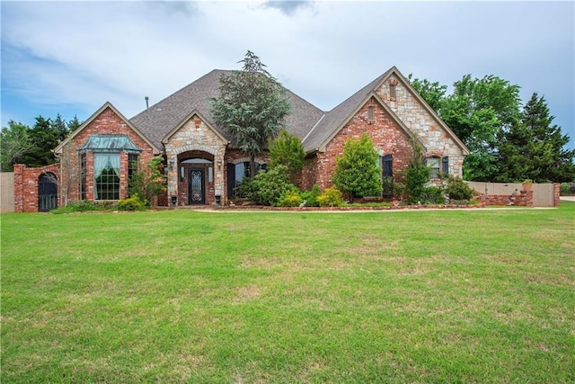 view of front of home with a front yard