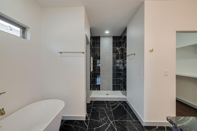 bathroom with plus walk in shower