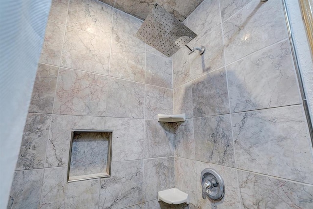 interior details featuring tiled shower