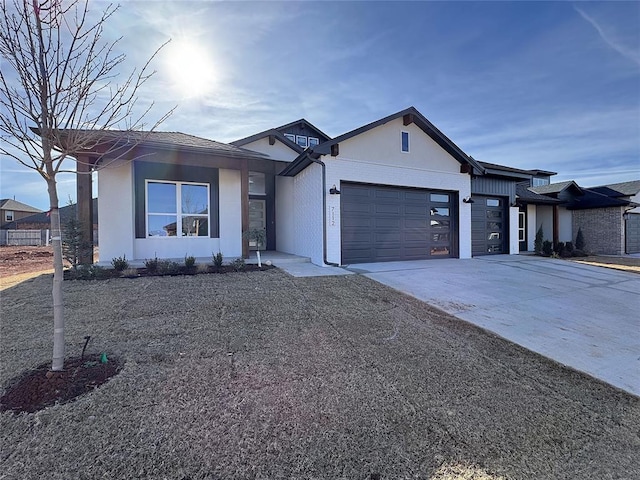 view of front of property with a garage