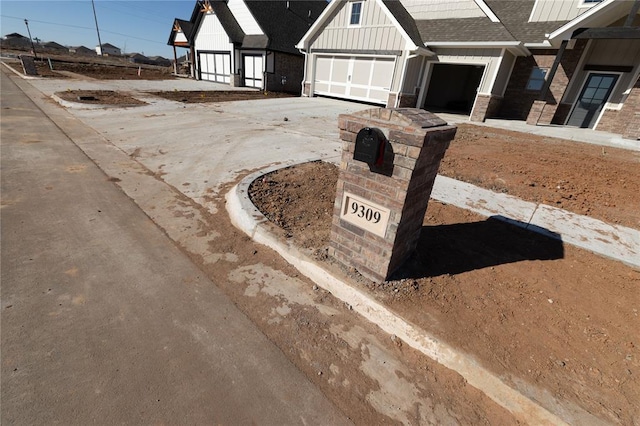 exterior space with a garage