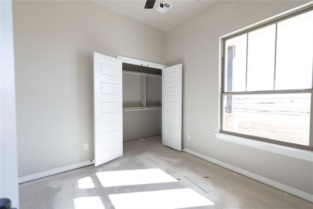 unfurnished bedroom featuring a closet