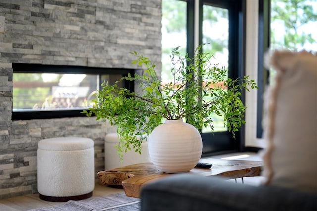 living area featuring hardwood / wood-style floors