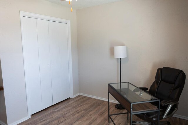 office space featuring wood-type flooring