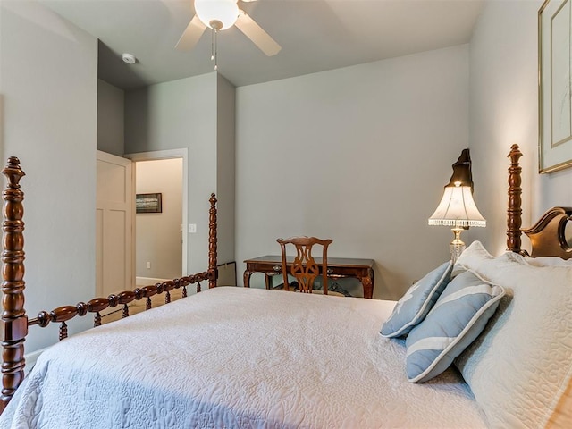 bedroom featuring ceiling fan