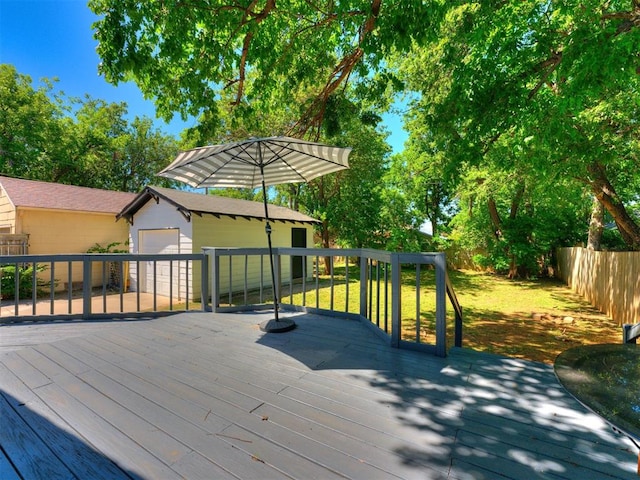 deck with a lawn