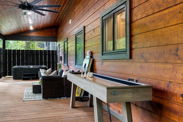 wooden terrace with ceiling fan