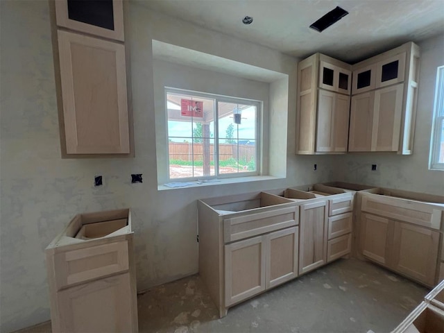 kitchen with light brown cabinets