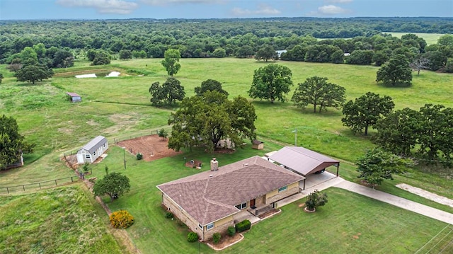 drone / aerial view featuring a rural view