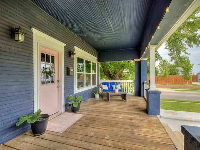 wooden deck with covered porch