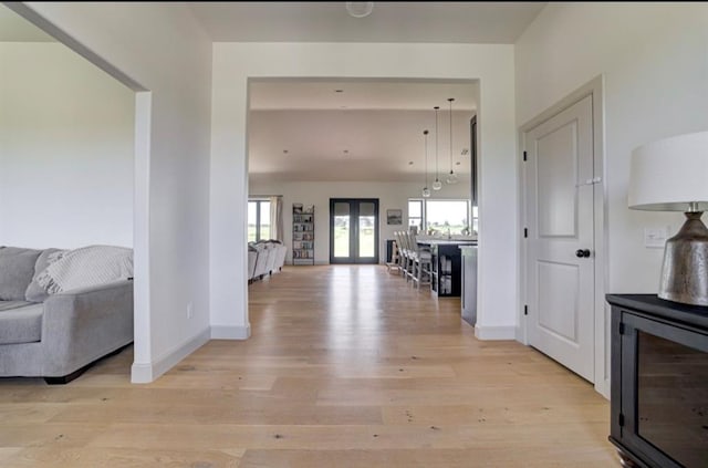 entrance foyer with light wood-type flooring