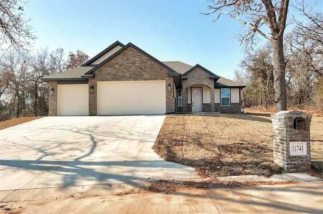 view of front of house with a garage