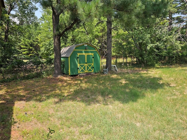 view of yard featuring a shed