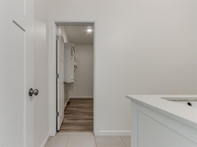 hallway featuring light wood-type flooring