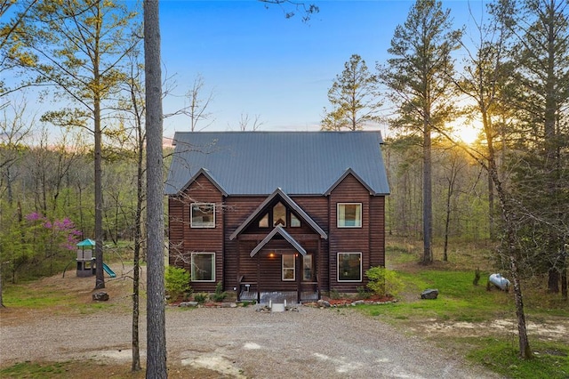 178 Black Jack Trl, Broken Bow, OK 74728 - view of front of property featuring faux log siding and a metal roof