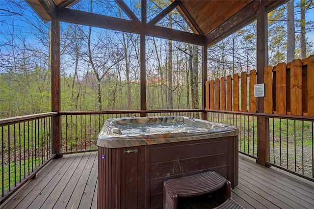 178 Black Jack Trl, Broken Bow, OK 74728 - wooden terrace with a hot tub