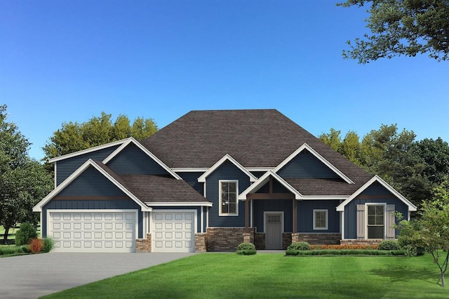 craftsman house with a garage and a front yard