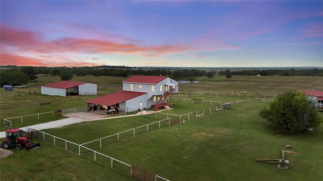 aerial view featuring a rural view