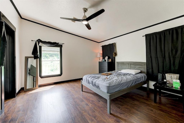 667 County Road 1410th Rd, Ninnekah, OK 73067 - bedroom with ornamental molding, wood finished floors, baseboards, and a ceiling fan