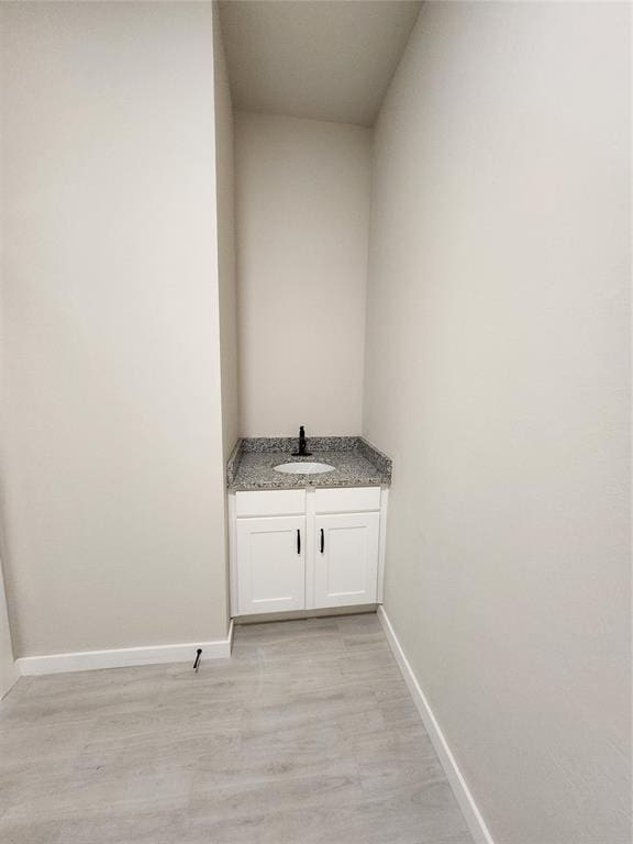 washroom featuring light wood-type flooring and sink