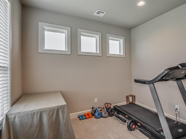 workout room with carpet