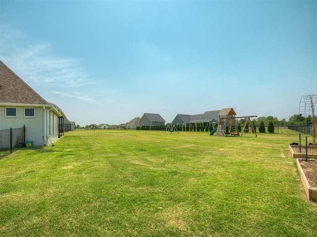 view of yard featuring a playground