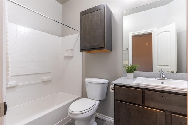 full bathroom featuring vanity, toilet, and shower / bathtub combination