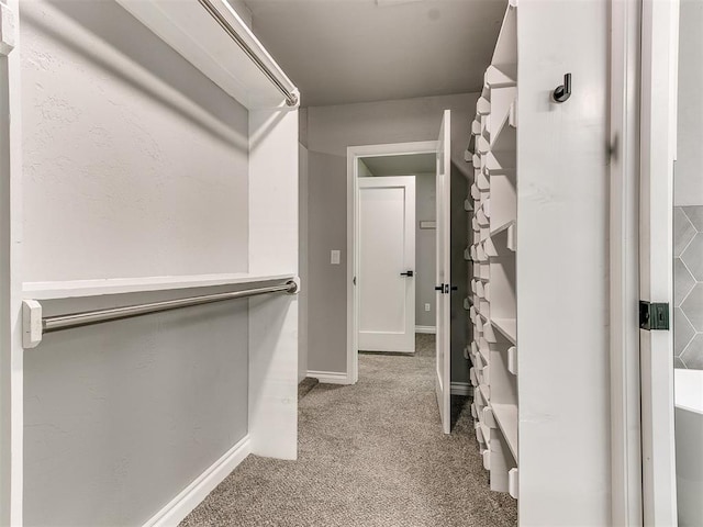 spacious closet with light colored carpet