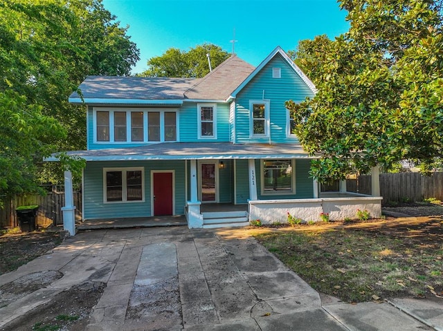 view of front of home featuring covered porch