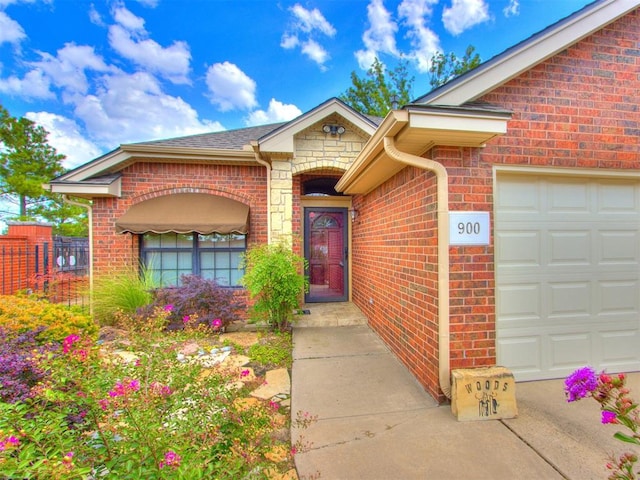 entrance to property with a garage