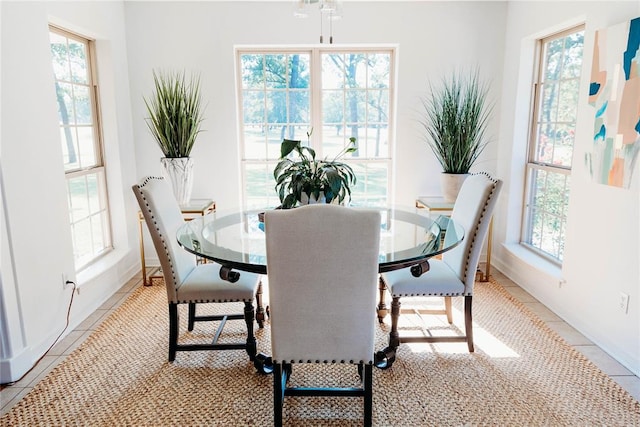 tiled dining area featuring a healthy amount of sunlight