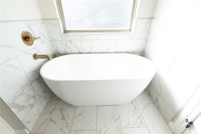 bathroom featuring a washtub