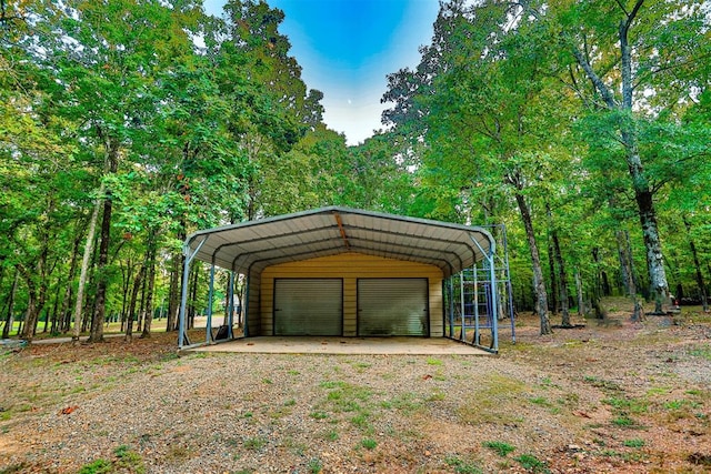 garage with a carport