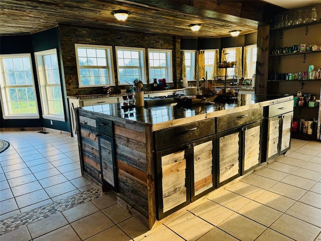 bar with light tile patterned flooring