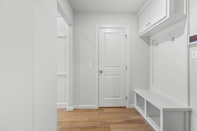 mudroom featuring light wood-type flooring