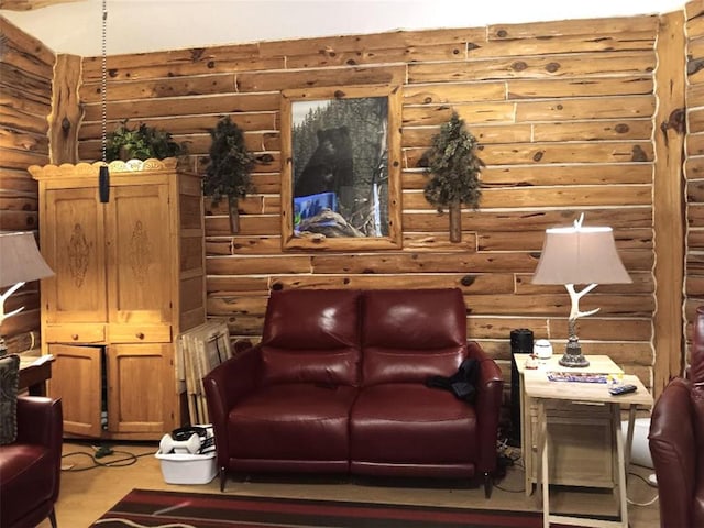 33308 S Post Office Nck, Shawnee, OK 74801 - sitting room featuring rustic walls and wood finished floors