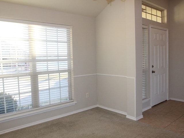 carpeted entryway featuring plenty of natural light