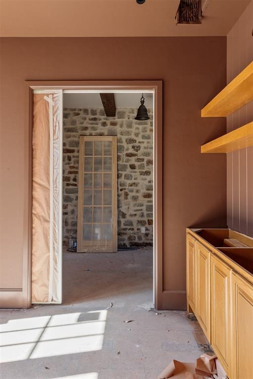 kitchen featuring open shelves