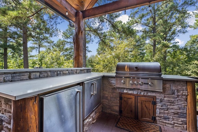 view of patio with area for grilling and exterior kitchen