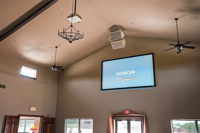 interior details with ceiling fan