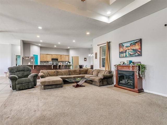 view of tiled living room