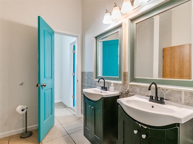 bathroom with vanity and tile patterned floors