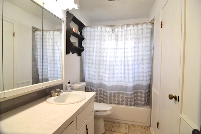 5932 NW 62nd Ter, Oklahoma City, OK 73122 - full bathroom featuring vanity, shower / tub combo, and a textured ceiling